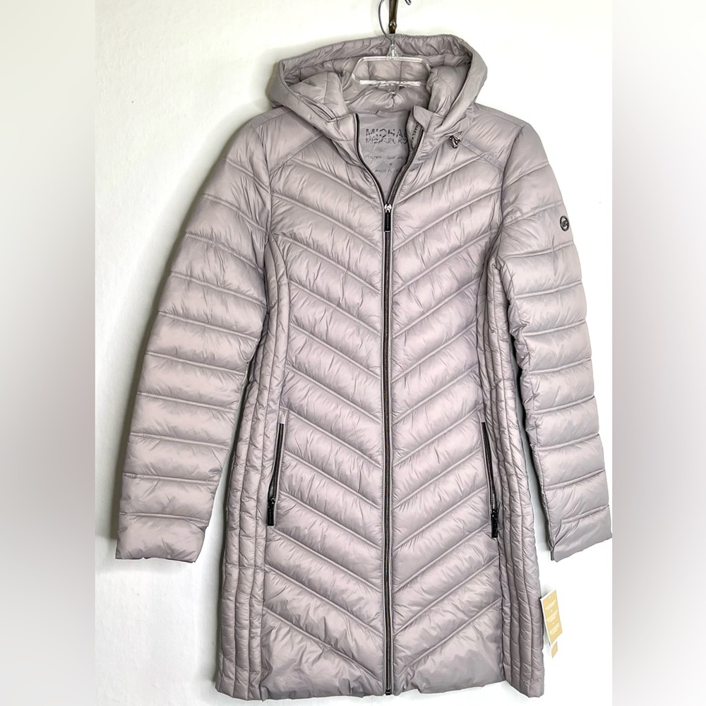 MICHAEL KORS WOMENS RECYCLED PLASTIC PACKABLE DOWN PUFFER HOODED COAT SZ.S NWT